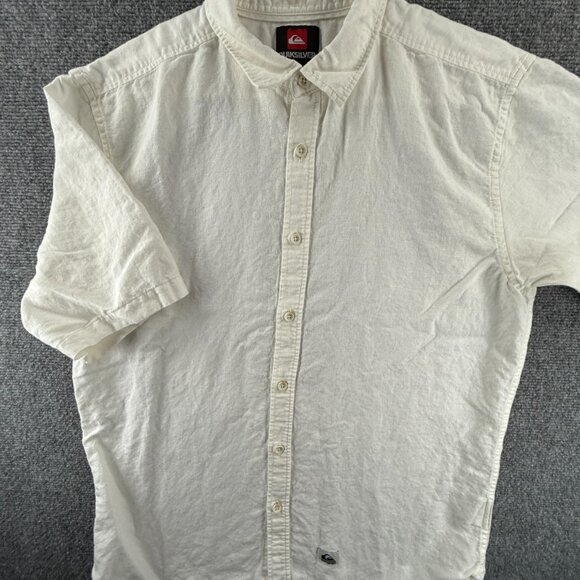 Quiksilver Short Sleeve 2XL Modern White Button Up Streetwear Surf Mens Shirt - Picture 1 of 12